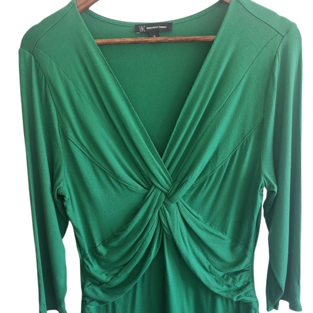 Inc Green Twisted Front Top